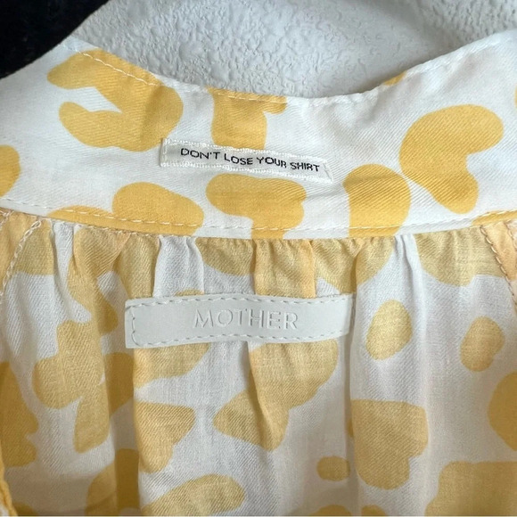NWOT MOTHER The Sunburst Print Shirt Leopard Floral Cotton Yellow Bohemian Small - Picture 5 of 12